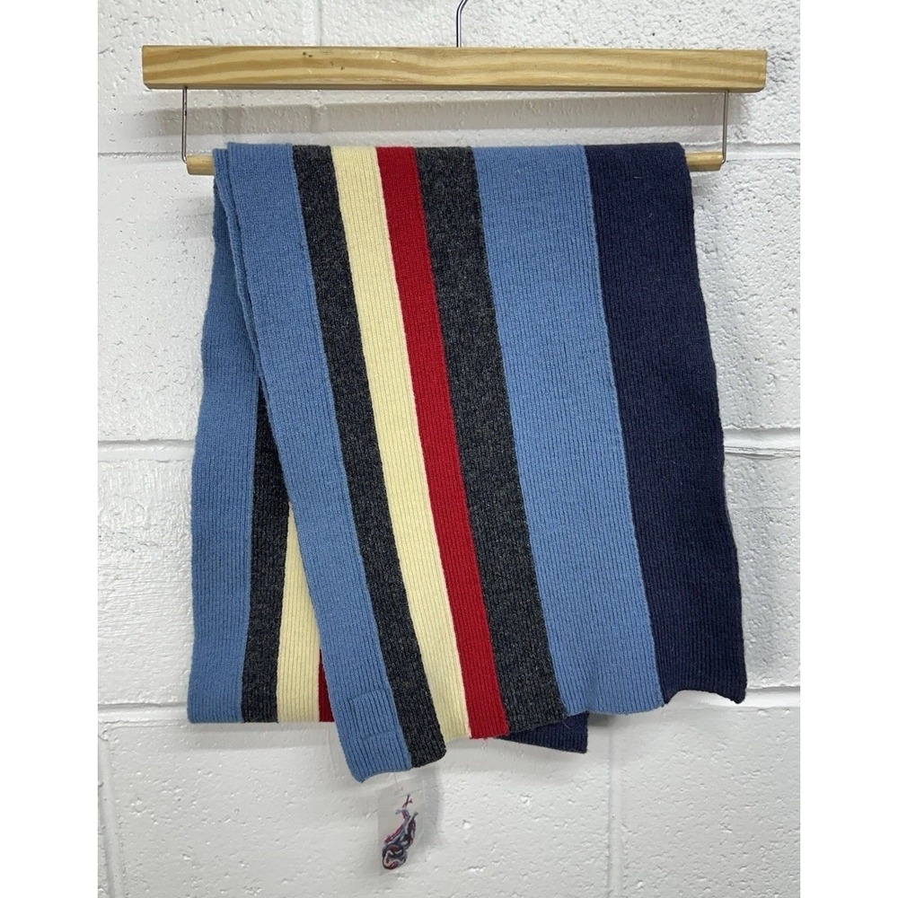 Roots Winter Edition Scarf Blue Red Striped Lambswool / Women's One Size